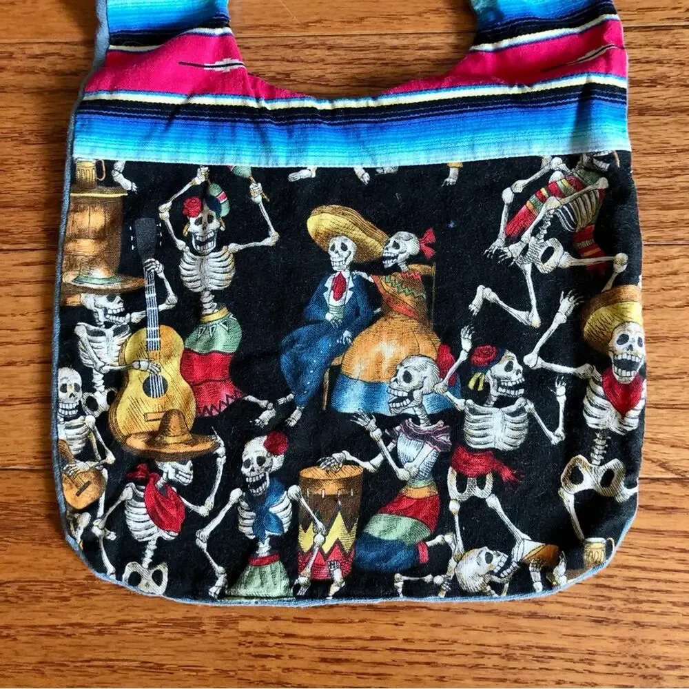 Skeleton Print Halloween Dia De Los Muertos Colorful Cotton Bib Baby One Size